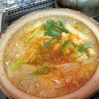 牡蠣と韮と白菜葱絹豆腐の酸辣湯